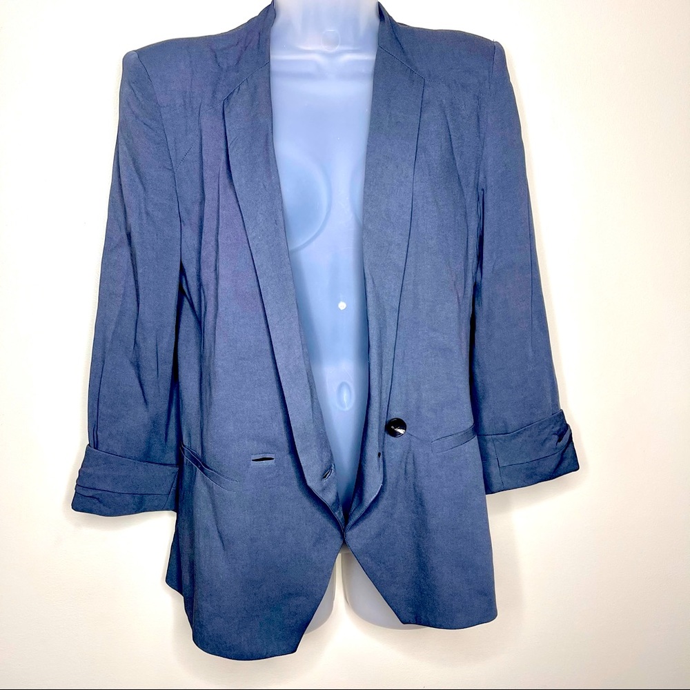 Helmut Lang Blazer Jacket Silk Blend Grey Size 8